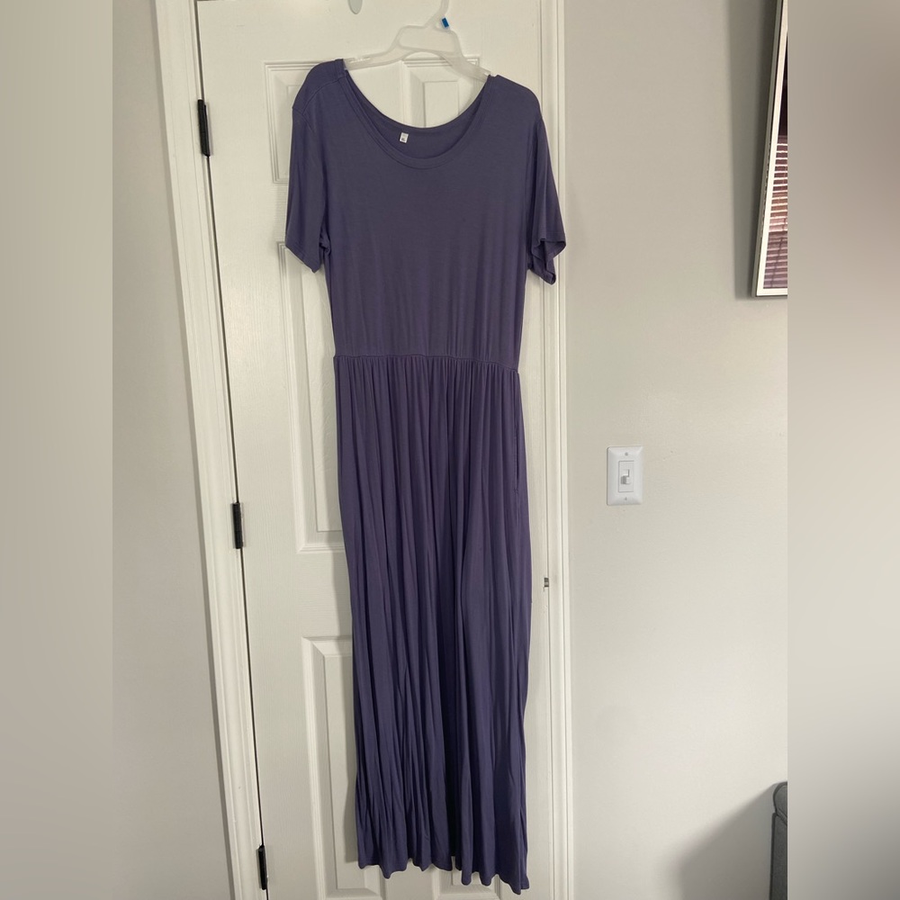Blue short sleeve maxi dress